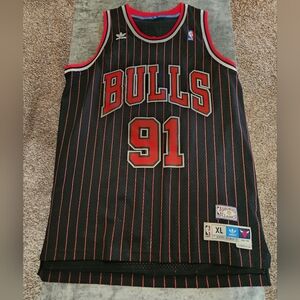 100% Authentic Dennis Rodman Adidas Chicago Bulls Away Jersey Black